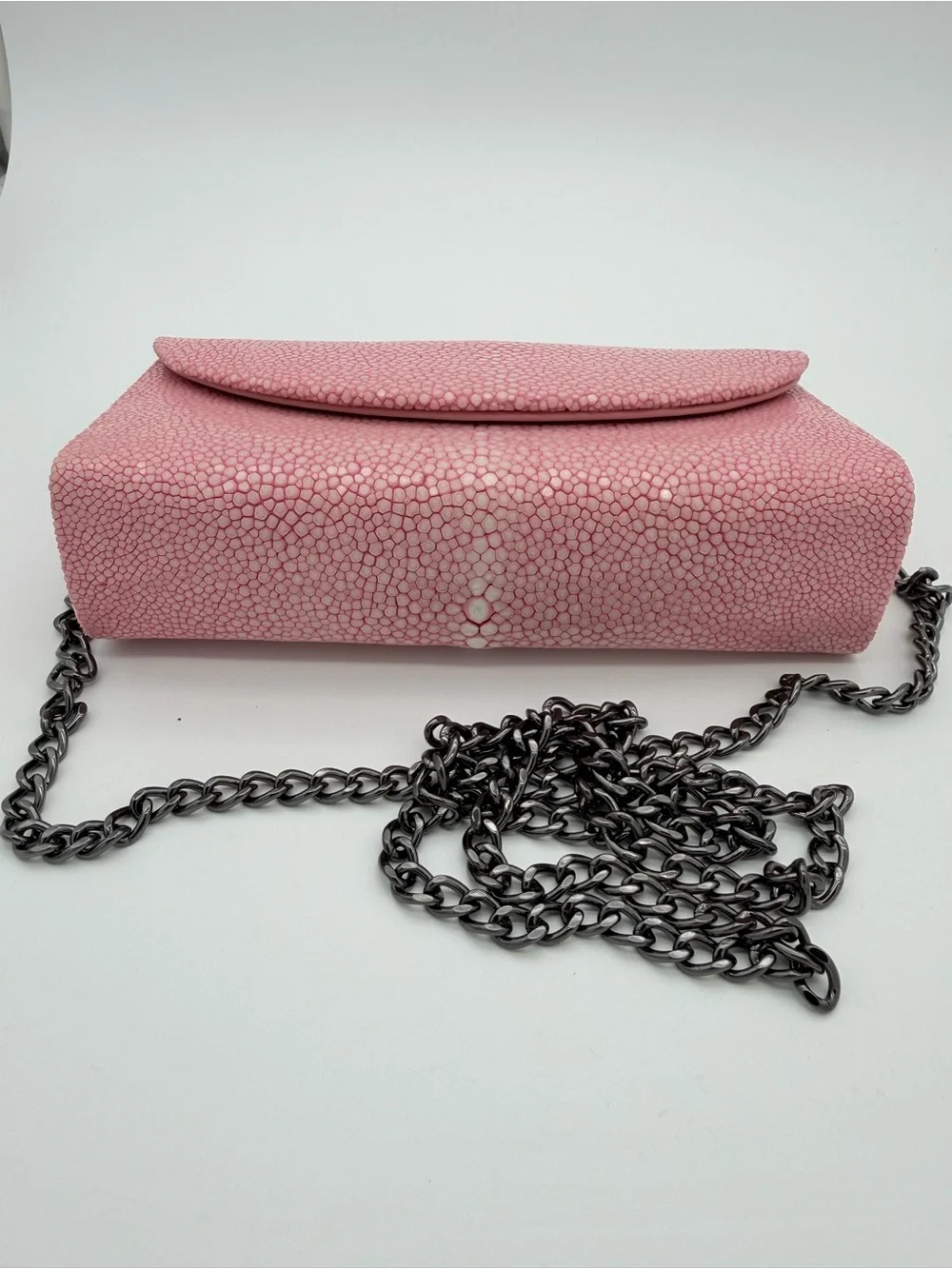 J. Markell Pink Baby Grande Stingray Leather Clutch Crossbody